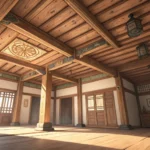 Illustration showing sound waves coming from a ceiling in a Korean-style room, symbolizing the topic...