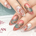 Close-up of hands displaying fashionable Korean-style nail art, symbolizing beauty services in Korea...