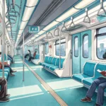 Illustration of priority seats inside a Korean subway car, representing the topic of asking someone...