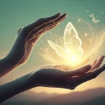 Illustration of hands gently holding a glowing shape symbolizing a kidney, with Korean patterns in t...