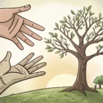 Illustration of two cartoon hands reaching competitively for the last traditional Korean Yakgwa cook...