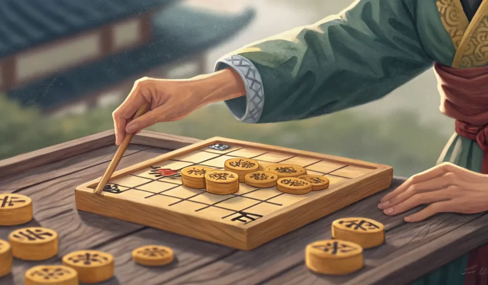 Two hands reaching for Yut Nori game sticks, illustrating the concept of taking turns and competitio...