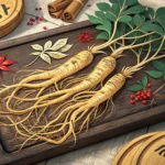 Close-up of Korean ginseng roots, symbolizing the Korean learning topic of specialty crop cultivatio...