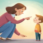 Illustration symbolizing Korean speech therapy support, showing an adult guiding a child with learni...