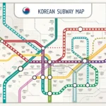 Stylized Korean subway map showing intersecting lines, with one line disrupted or changed, symbolizi...