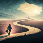 Abstract image symbolizing the difficult path of recovery, used for a Korean language lesson on disc...