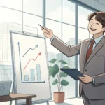 A Korean insurance agent consults with a client about insurance planning options in a modern Korean...