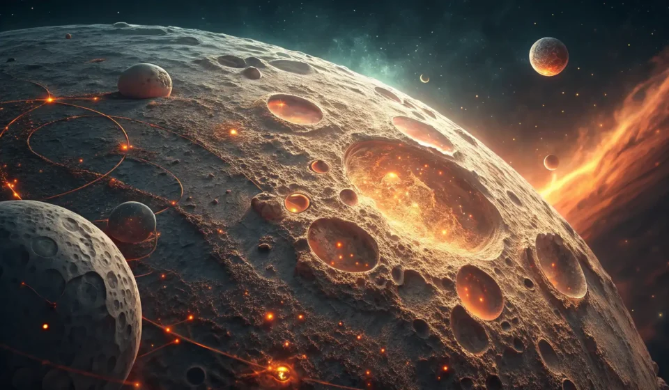 Stylized thumbnail depicting a glowing moon surface with subtle, abstract Korean-inspired patterns v...